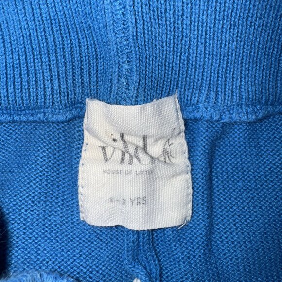 Organic Cotton Knit Wide Leg Trouser, Blue, 1 - 2 years - Picture 4 of 5